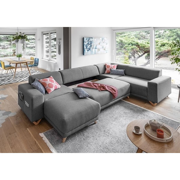 Divano angolare grigio allungabile e con contenitore (penisola a destra/a U) Classy Sophie – Miuform-image-4
