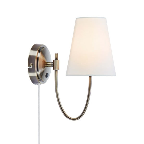 Lampada da parete bianca/color ottone con alimentazione a corrente Amar – Markslöjd