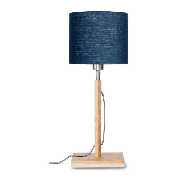 Lampada da tavolo con paralume blu e struttura in bambù Fuji - Good&Mojo