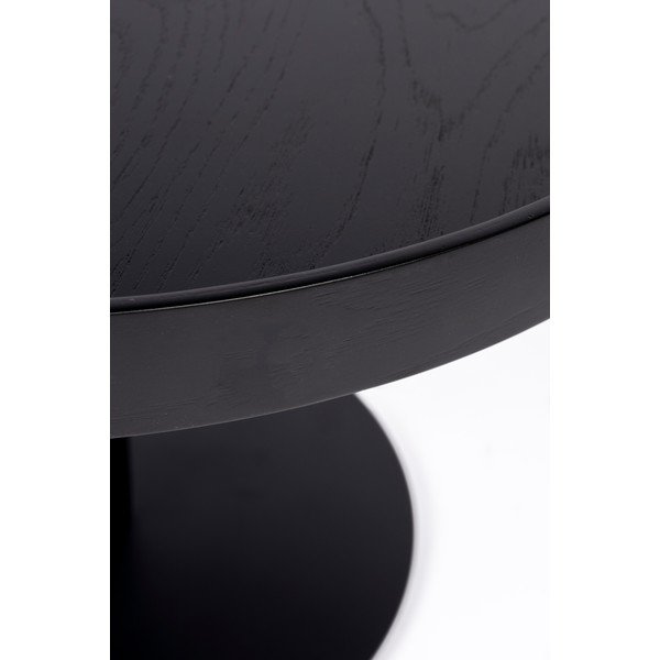 Tavolino da salotto rotondo nero con piano effetto rovere ø 56 cm Yuri M – White Label-image-3