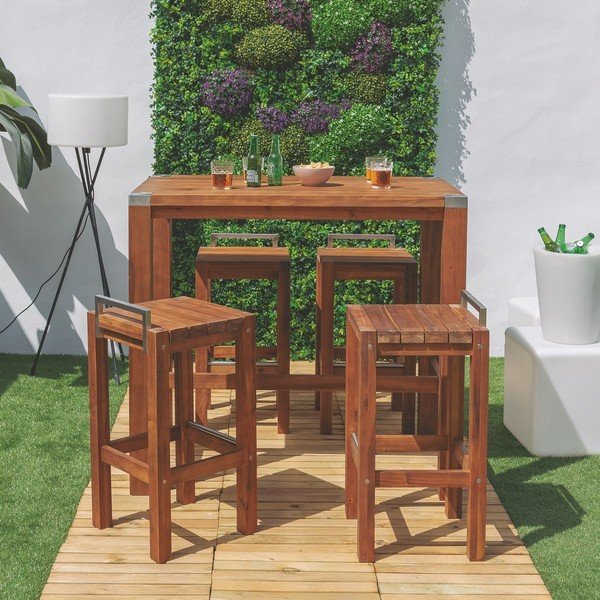 Sgabello da giardino in legno Norah - LDK Garden-image-1