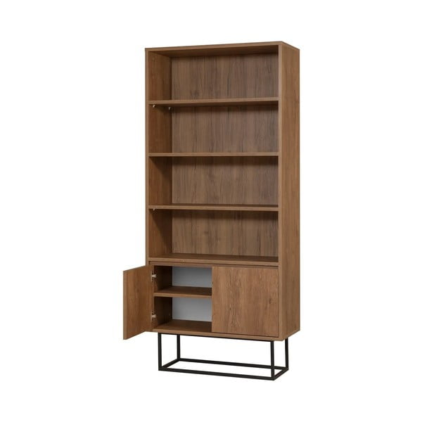 Libreria colore naturale in noce 80x182 cm Rodez - Kalune Design-image-2