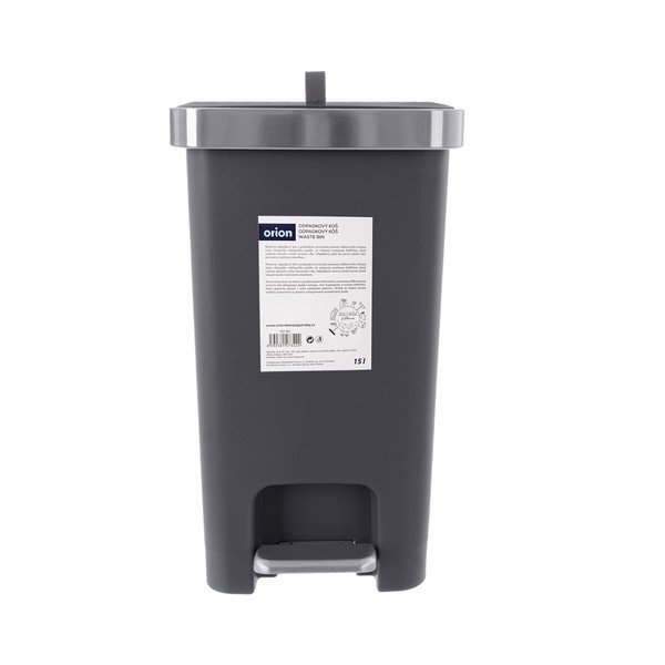Cestino per la spazzatura grigio in plastica con pedale 15 l Premier – Orion-image-3