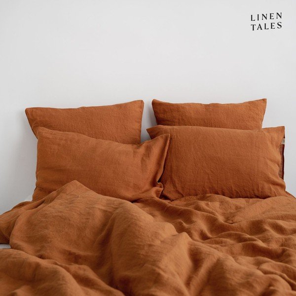 Lenzuolo matrimoniale in lino color mattone 200x220 cm Almond - Linen Tales-image-1