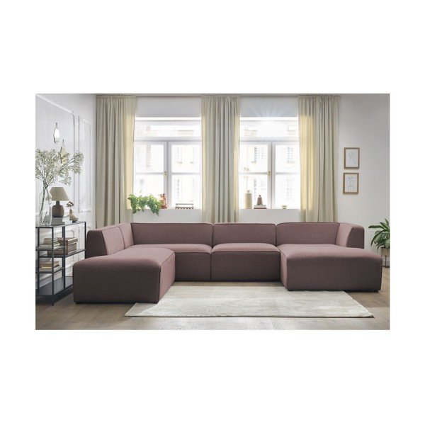 Divano angolare componibile rosa (penisola a sinistra/a U) Megeve – Bobochic Paris-image-1