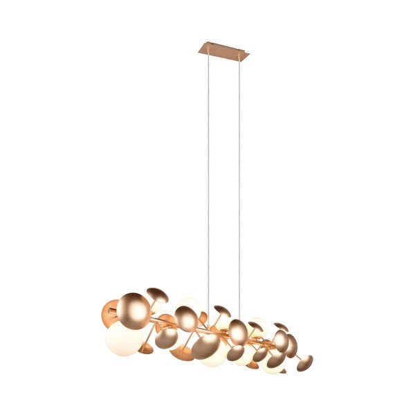 Lampada a sospensione con paralume in vetro bianco-dorato Bubble - Trio Select-image-2