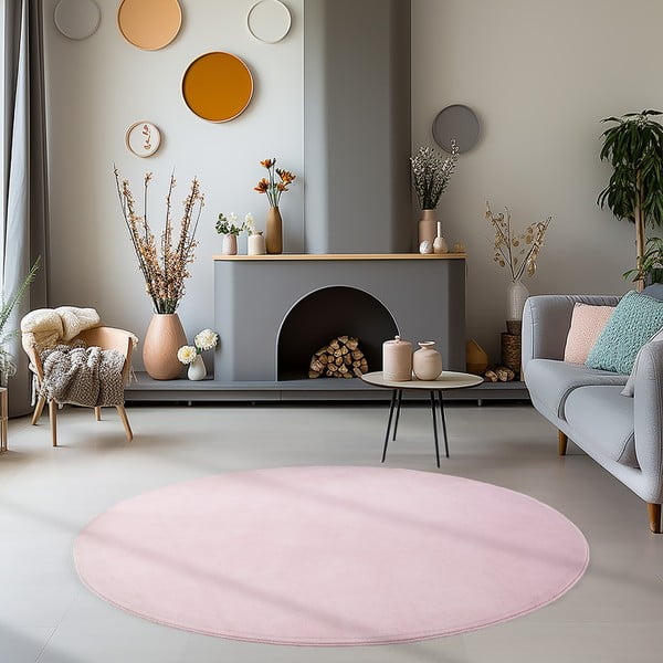 Tappeto rotondo lavabile rosa ø 200 cm Sky - Ayyildiz Carpets-image-1