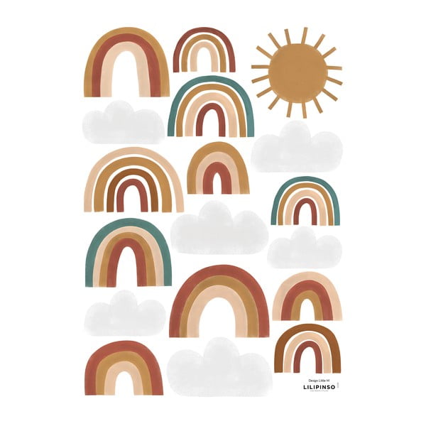 Foglio adesivo 30x42 cm Cute Rainbows - Lilipinso