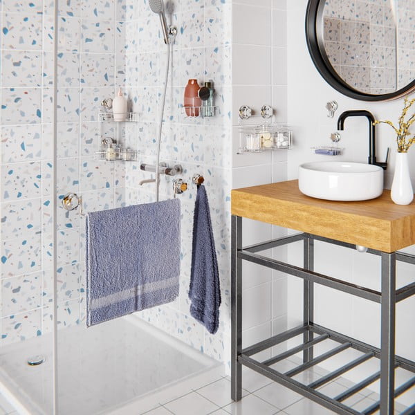 Ganci metallici autoportanti in argento in set di 4 pezzi Bestlock Bath - Compactor-image-1