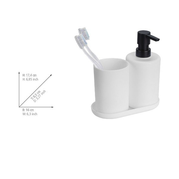 Set di accessori per il bagno bianco opaco in plastica Fano – Allstar-image-3