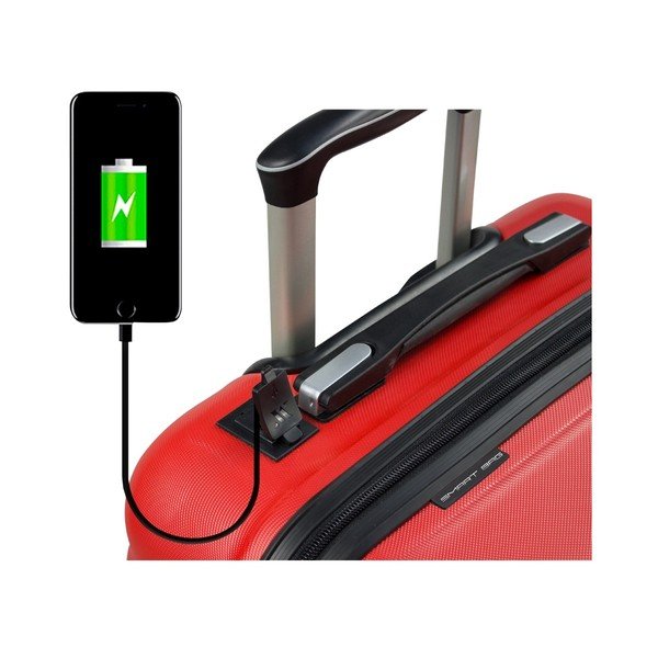 Sada 2 červených cestovních kufrů na kolečkách s USB porty My Valice RESSNO Cabin & Large-image-3