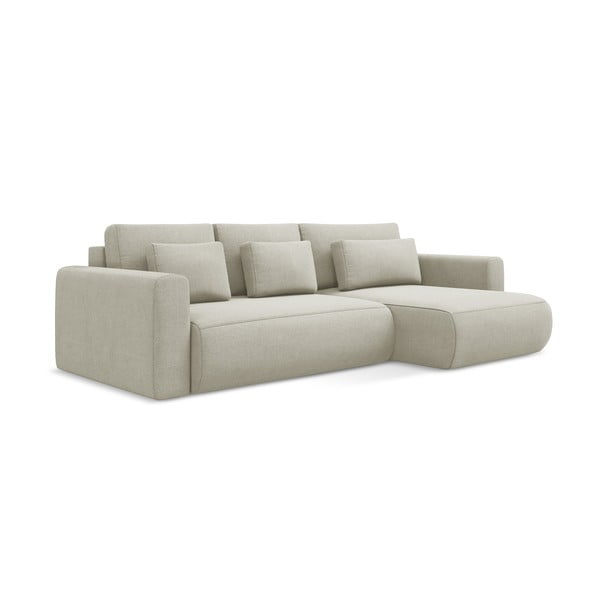 Divano angolare beige allungabile/con contenitore (con penisola a destra/con chaise lounge) Kapua – Makamii-image-1