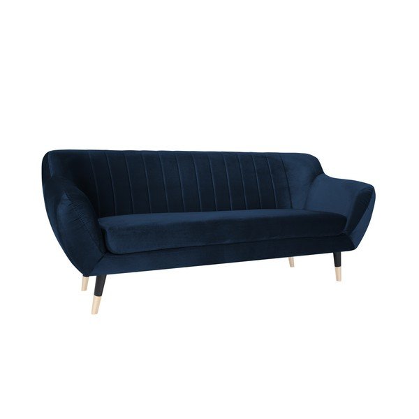 Divano blu scuro con gambe nere Benito, 188 cm - Mazzini Sofas-image-2