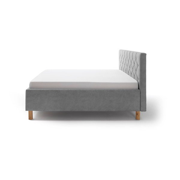 Letto matrimoniale imbottito grigio chiaro con contenitore con rete inclusa 160x200 cm San Remo – Meise Möbel-image-3