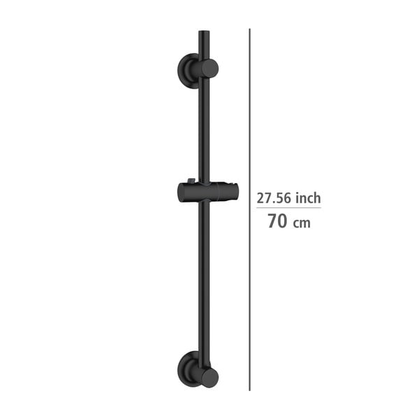 Asta per doccia senza foratura nera in acciaio inox con supporto scorrevole 70 cm – Wenko-image-2