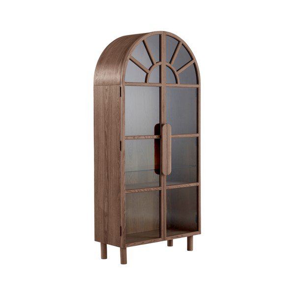 Vetrina colore naturale scuro con effetto noce 90x195x40 cm Sandor – Jotex