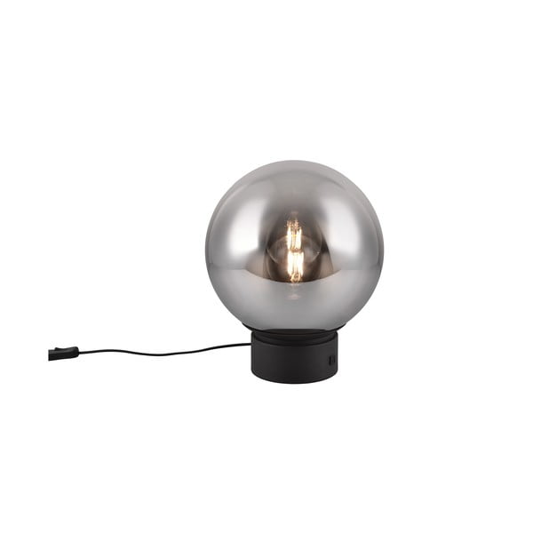 Lampada da tavolo a LED nera con paralume in vetro (altezza 36 cm) Cipallone - CINQUE