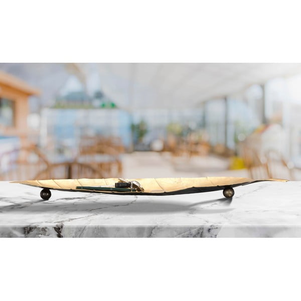 Vassoio decorativo in metallo 11x38 cm Foglia - Mauro Ferretti-image-1