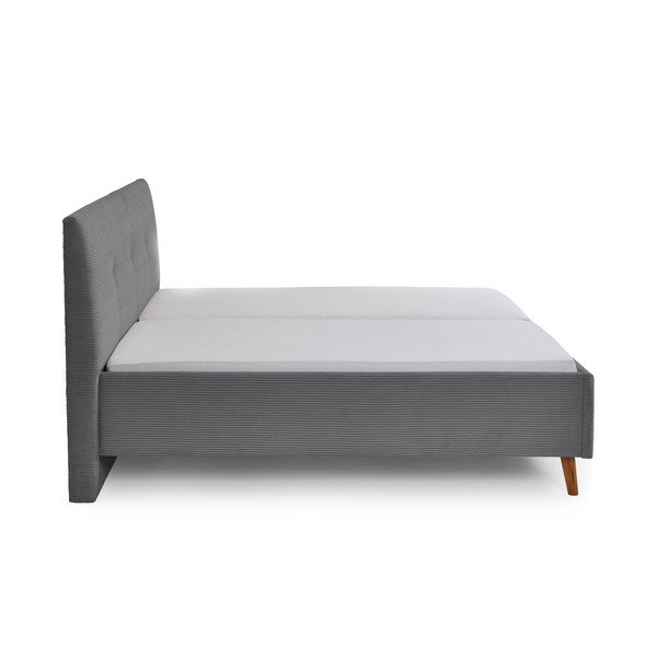 Letto matrimoniale imbottito grigio con contenitore con rete inclusa 180x200 cm Madea – Meise Möbel-image-4