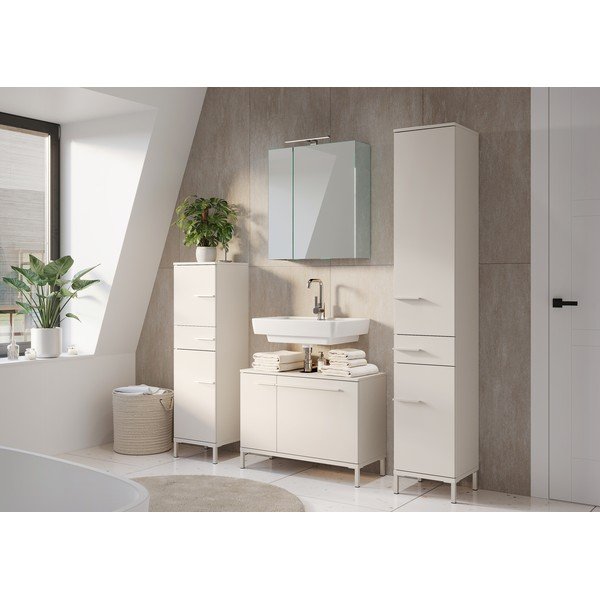 Mobile per bagno color crema opaco alto/stretto 34x123 cm Laurino – Germania-image-1