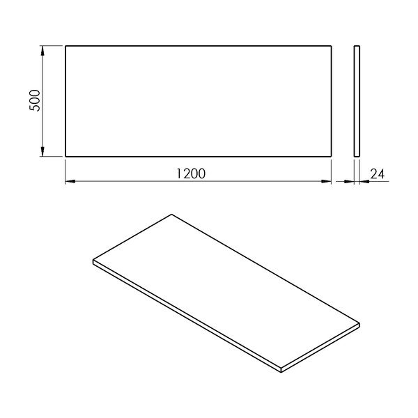 Piano bianco per lavabo 120x50 cm Plato – Sapho-image-2