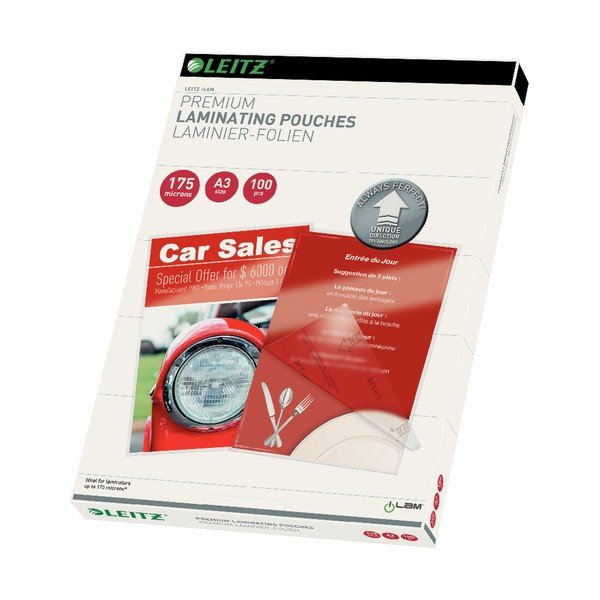 Set di 100 tasche per plastificazione, A3, 175 mic - Leitz