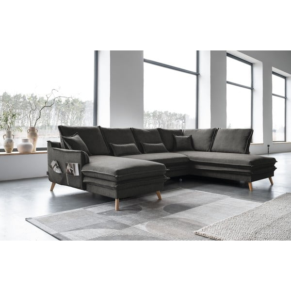 Divano letto angolare grigio scuro (angolo destro a forma di U) Charming Charlie - Miuform-image-3