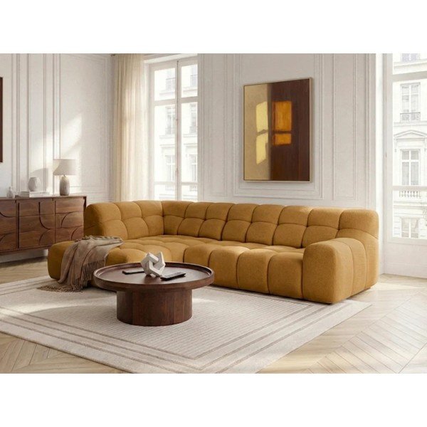 Divano angolare giallo allungabile/con movimento relax elettrico (con penisola a sinistra/a L) Andre – Bobochic Paris-image-3