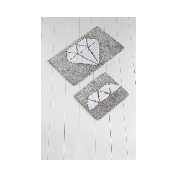 Set di 2 tappetini da bagno grigi Diamond - Foutastic