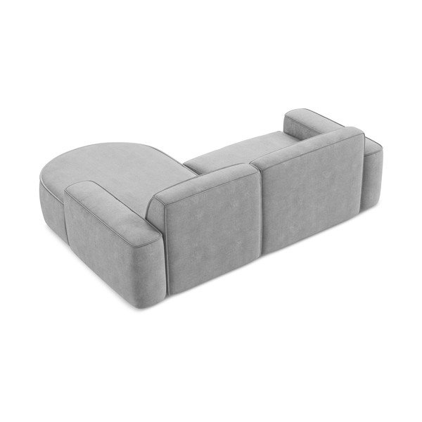 Divano angolare grigio chiaro (con penisola a destra/con chaise lounge) con rivestimento in ciniglia Omao – Makamii-image-3