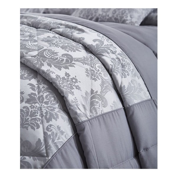 Copriletto grigio trapuntato Jacquard, 240 x 260 cm Damask Jacquard - Catherine Lansfield-image-4