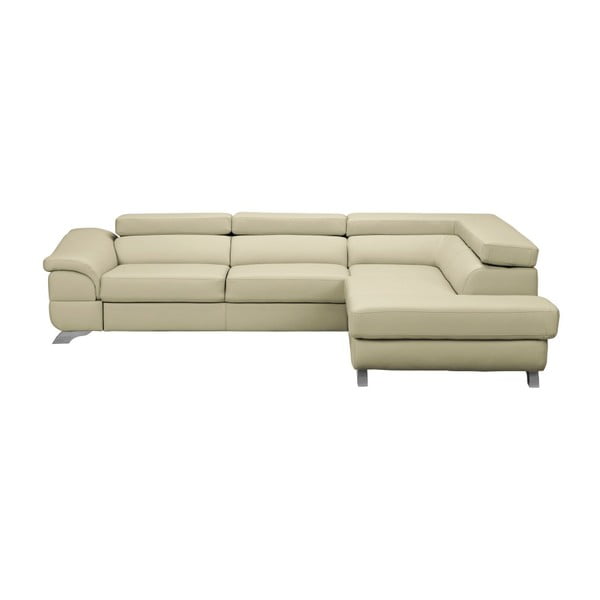 Divano in pelle beige Gamma, angolo destro - Windsor & Co Sofas