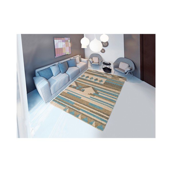 Tappeto blu e beige Narvik, 57 x 110 cm - Universal-image-1
