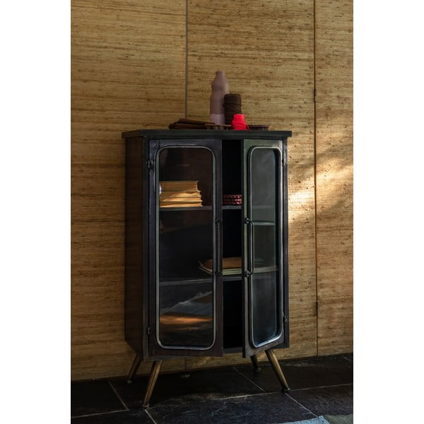 Vetrina nera in metallo 60x100x35 cm Denza – Dutchbone-image-1