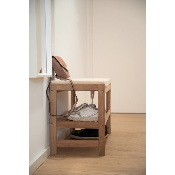 Scarpiera in legno massiccio di acacia con panca in colore naturale Acina - Wenko-image-4