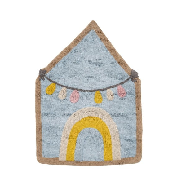 Tappeto per bambini in cotone azzurro 74x100 cm House - Ixia