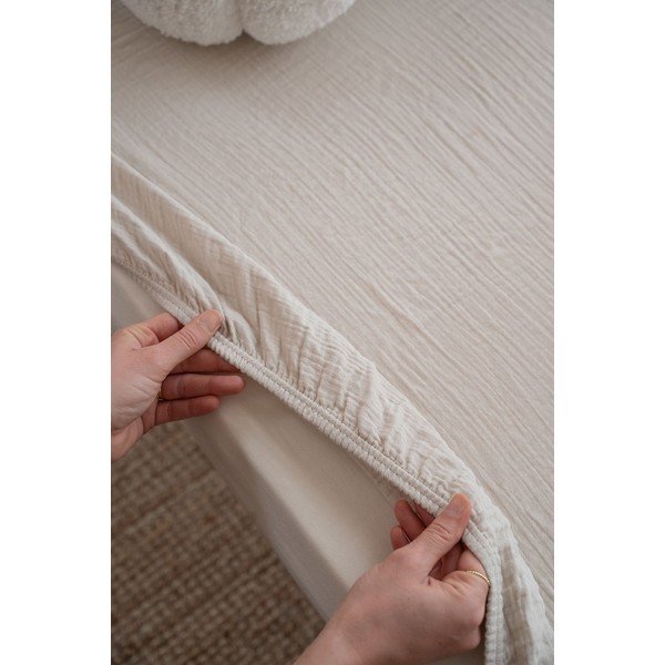 Lenzuolo con angoli per bambini beige in mussola per culla 60x120 cm Burumcuk – Mijolnir-image-4