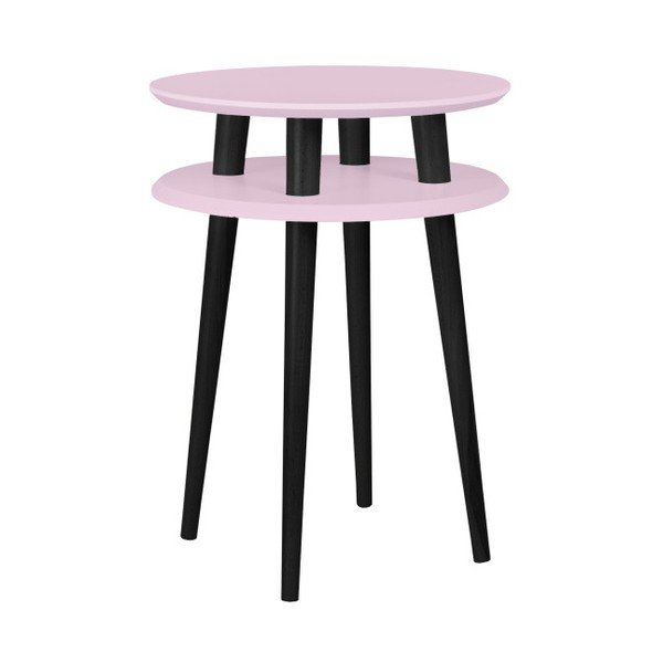 Tavolino rosa chiaro con gambe nere UFO, Ø 45 cm - Ragaba