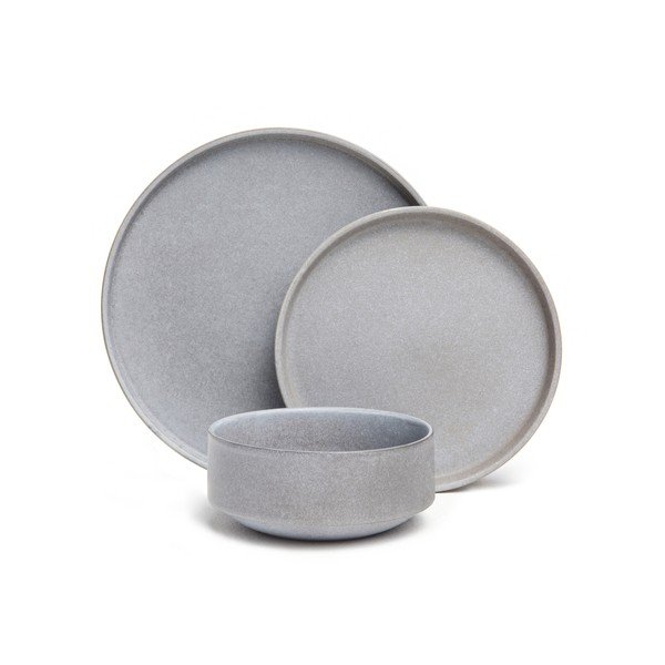 Set di piatti grigi in gres 18 pz Malia - Bonami Selection