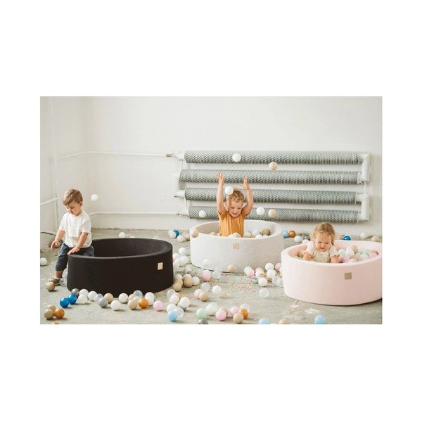 Piscina di palline beige in velluto ø 90x30 cm Montessori – Meowbaby-image-2