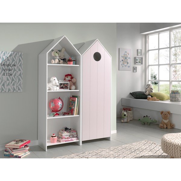 Armadio a giorno bianco e rosa chiaro per bambini 115x171,5 cm CASAMI - Vipack-image-1