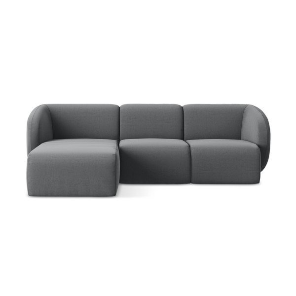 Divano angolare grigio (con penisola a sinistra/con chaise lounge) con rivestimento in velluto Lani – Makamii