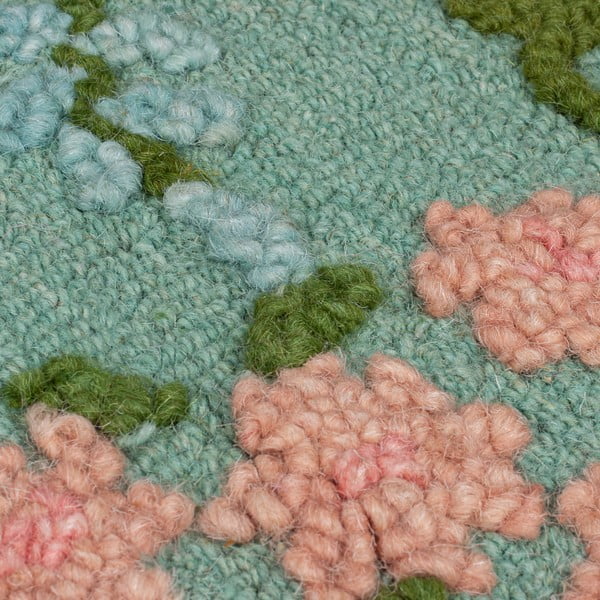 Tappeto color menta in lana tessuto a mano 120x170 cm Emilia Floral – Flair Rugs-image-2