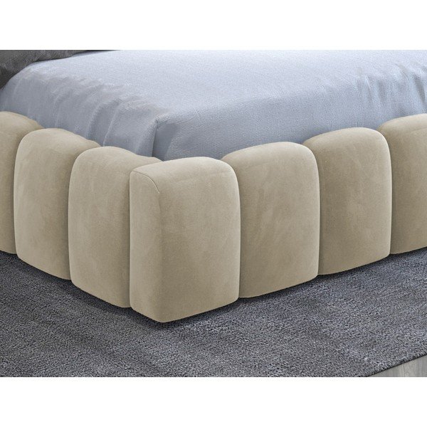 Letto matrimoniale imbottito beige con contenitore con rete inclusa 160x200 cm Lamica – ELTAP-image-4