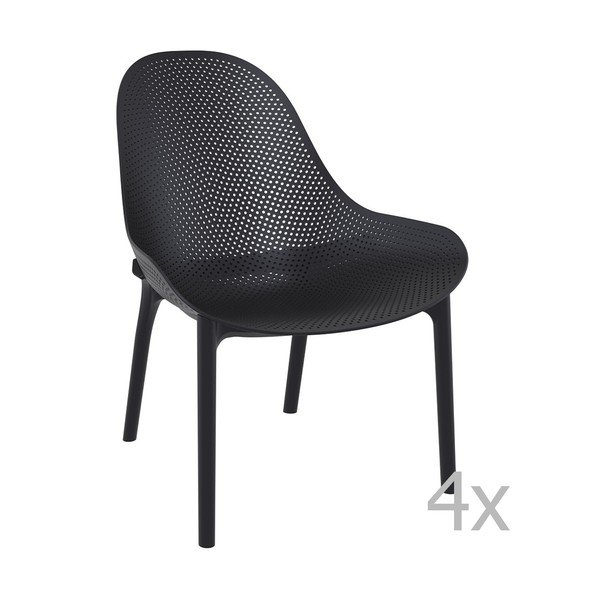 Sada 4 černých zahradních lounge křesel Resol Sky