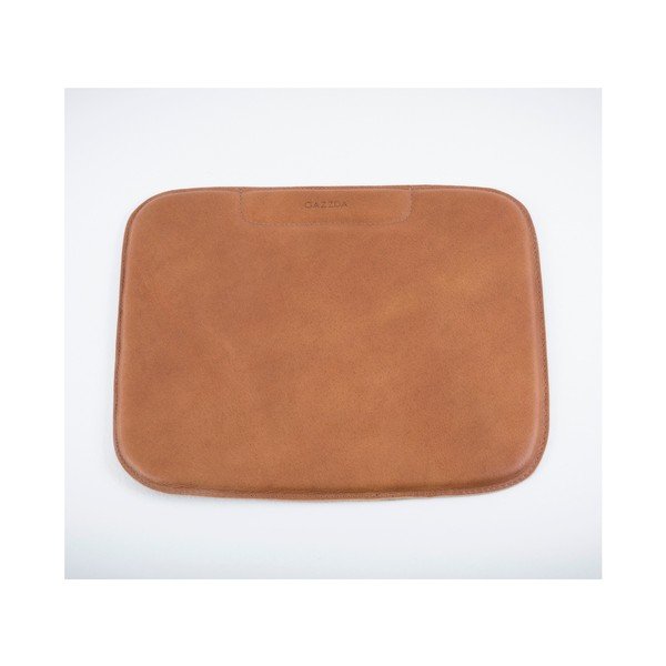 Cuscino di seduta in pelle di bufalo marrone cognac Leina - Gazzda-image-1