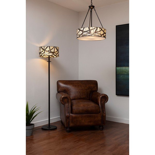 Lampadario in metallo con paralume in vetro ø 46 cm Waldorf – Premier Housewares-image-1