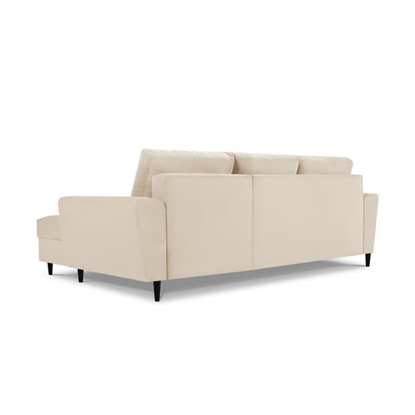 Divano letto in velluto a coste beige, angolo destro Moghan - Micadoni Home-image-4
