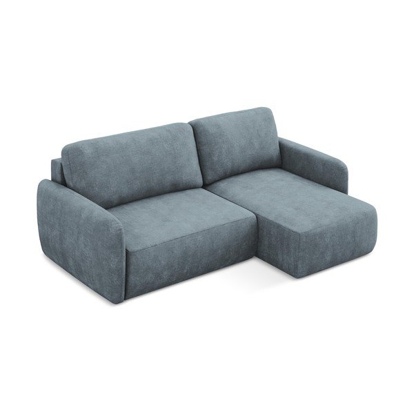 Divano angolare blu polveroso allungabile/con contenitore (con penisola a destra/con chaise lounge) con rivestimento in ciniglia Lilo – Makamii-image-2