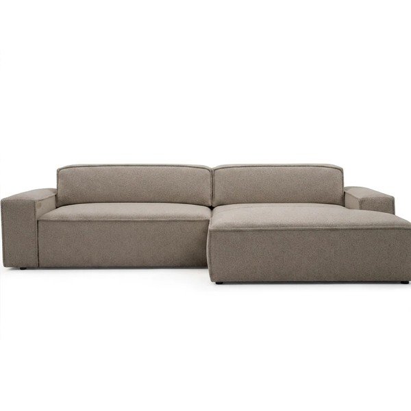 Divano angolare grigio tortora allungabile/con movimento relax elettrico (con penisola a destra) Abel – Bobochic Paris